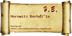 Horowitz Borbála névjegykártya